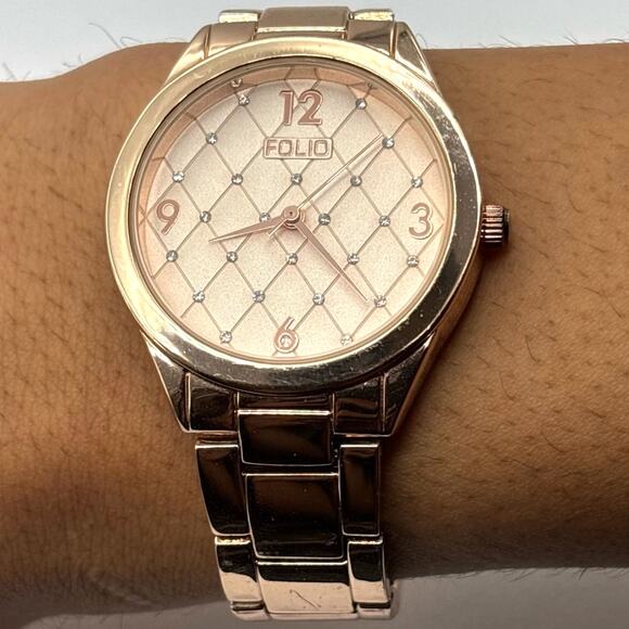 Gold & Pink Folio Watch - Picture 1 of 4